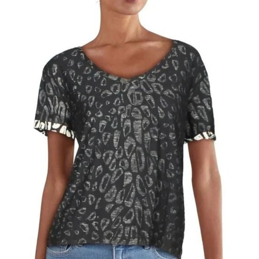 Scotch & Soda Womens Speed Bandit Leopard Print T-Shirt Black XS 132803